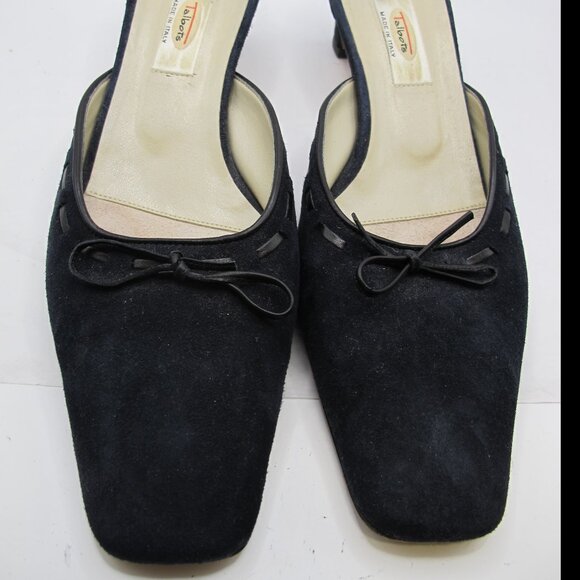 Talbot’s black suede slide with leather stitching and bow detail 8.5N - Picture 5 of 6